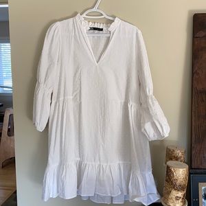 Zara white poplin dress
